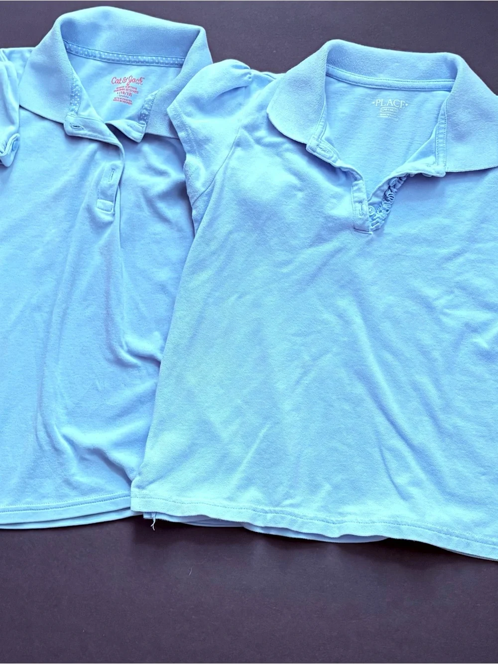 Lot of Two Back to School Girls Light Blue Polo Tops Sz L 10/12